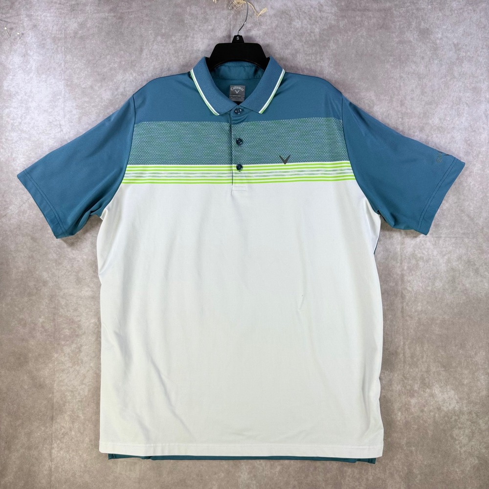 Callaway Polo Shirt Men XL Grey Colorblock Opti-Dri SS Golfcore Performance